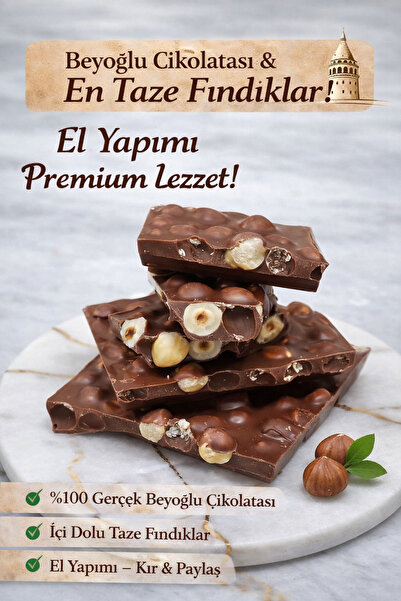 LİNARİA Sütlü Fındıklı Beyoğlu Tablet Çikolata 26x8,5 Dev Boy