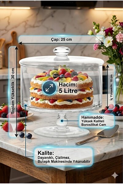 RİVO HOME DECOR Footed Glass Storage Container 20 Cm