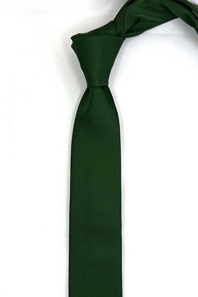 Kravatkolik Cravată verde simplă ultra subțire din mătase de 4,5 cm IK2337
