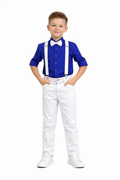 Nacar Erkek Çocuk 23 Nisan 29 Ekim Gösteri Kısa Kol Gömlek&Pantolon&Askı ve K...