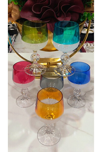 Bohemia 6 Renk Kristal 150 Ml El İşçiliği Kahve Yanı Su Bardağı