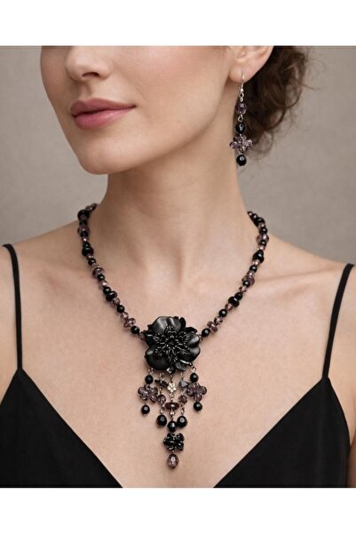 abeljewelry Vintage Siyah Gotik Kolye