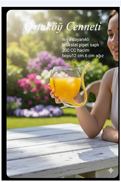 ORTAKÖYCENNETİ Isıya dayanıklı brokslat sevgili içecek bardağı1 ad 12 cm boyu...
