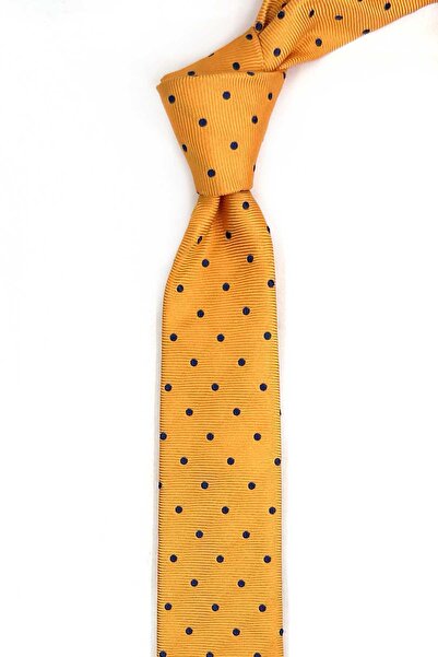 Kravatkolik ربطة عنق حريرية رفيعة للغاية بنمط منقط أصفر مقاس 4.5 سم IK2320