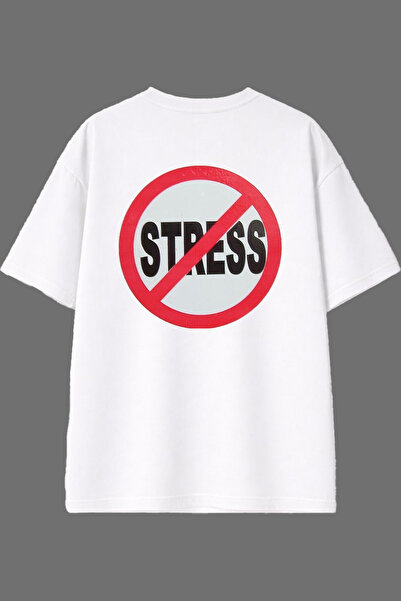 VSRN No Stress Design White Oversize T-Shirt with Back Print