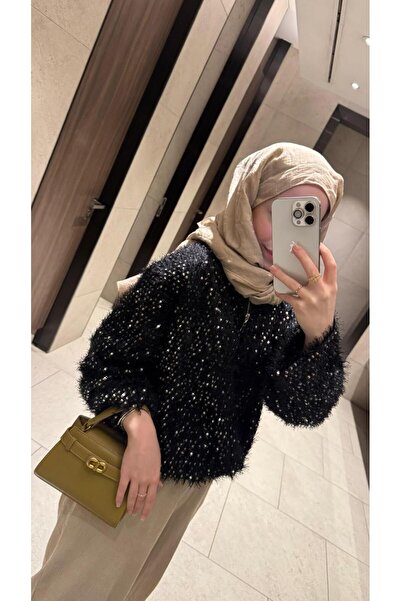 Çınar Couture Sequined Silver Black Jacket