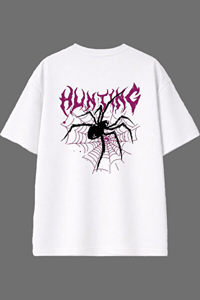 VSRN Spider Hunter Design Back Printed White Oversize t Shirt