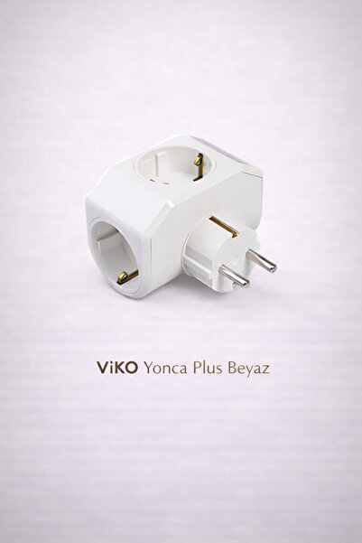 VİKO Yonca Plus Beyaz Üçlü Topraklı Priz – Kompakt Tasarım