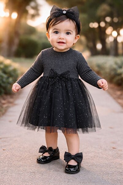 ZEYD ÇOCUK GİYİM UZUN KOLLU TÜTÜ ETEKLİ KIZ ELBİSE