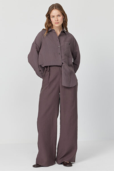 PAULMARK Women's Wide Leg Pants with Waist Detail