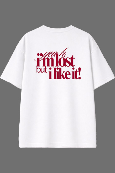 VSRN Tricou supradimensionat alb cu imprimeu pe spate Yeah Im Lost Design