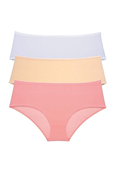 Mestore 3 Pieces Women's High Waist Bato Panties White Skin Powder