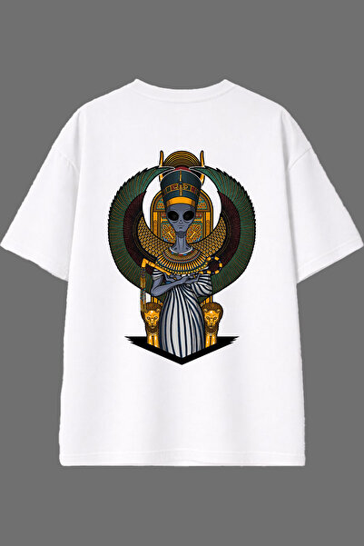 VSRN تي شيرت أبيض كبير الحجم بتصميم هيكل عظمي مطبوع من الخلف