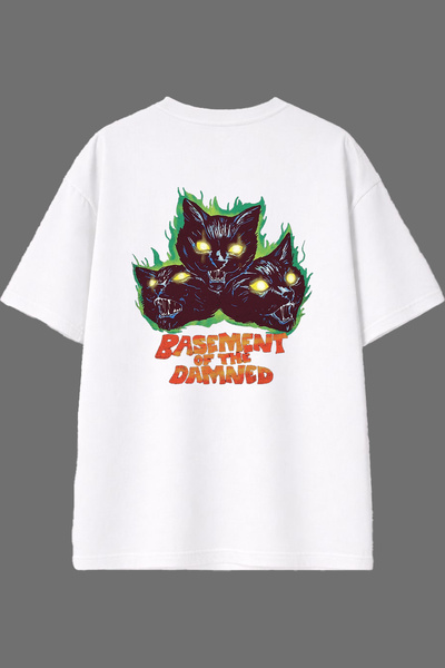 VSRN تي شيرت أبيض كبير الحجم بتصميم زومبي كيدز مطبوع من الخلف