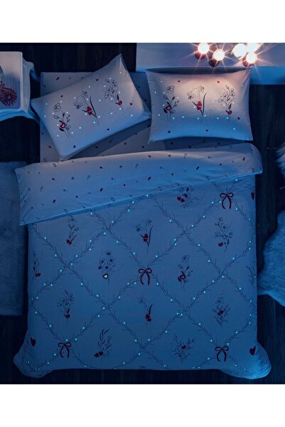 VELLON HOME SEVGİLİLER GÜNÜNE ÖZEL KARANLIKTA PARLAYAN RANFORCE AMOURA ÇİFT K...