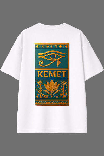 VSRN تي شيرت أبيض كبير الحجم بتصميم كيتم المصري وطباعة خلفية