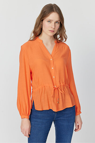 PAULMARK Women's Judge Collar Tie-Waist Blouse