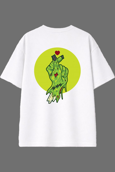 VSRN Tricou oversize alb cu imprimeu pe spate cu design Heart Motion