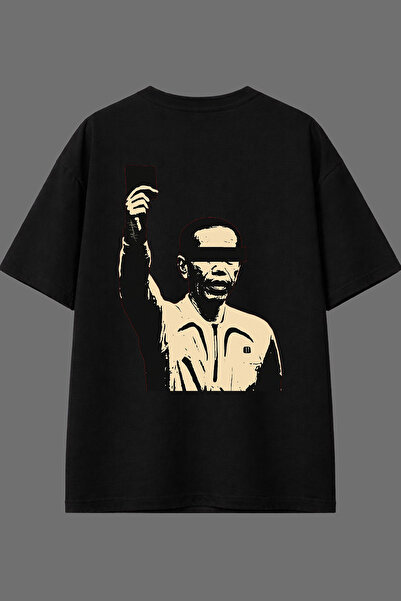 VSRN Tricou oversize negru cu imprimeu pe spate, cu design cu carduri