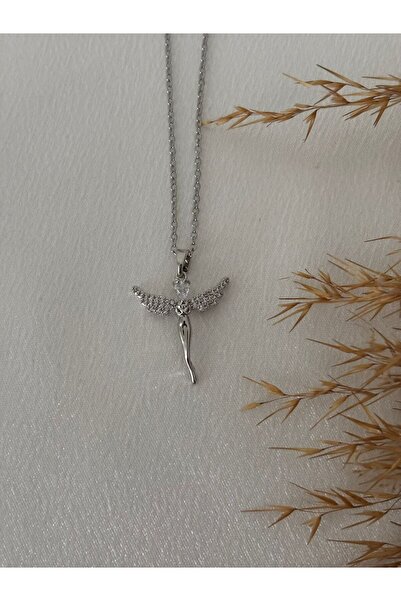 stainless steell Silver Kanatlı Melek Figür Çelik Kolye