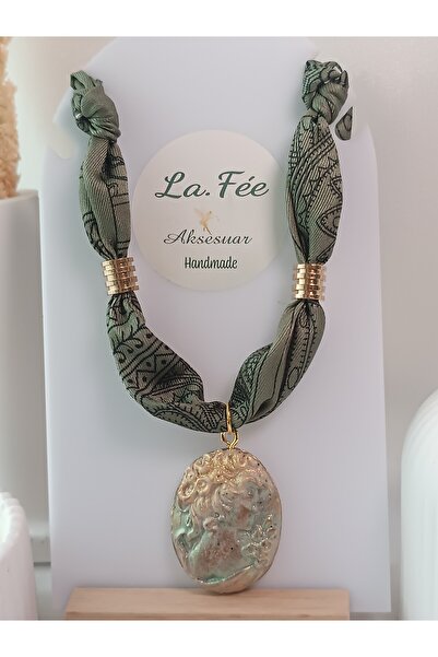 La fee aksesuar Fular Bandana Kolye Polimer Kil Kadın Figür Kolye Özel Tasarı...