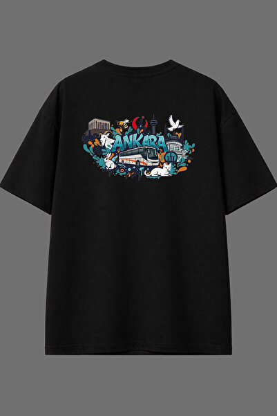 VSRN Ankara Design Back Printed Black Oversize T-Shirt