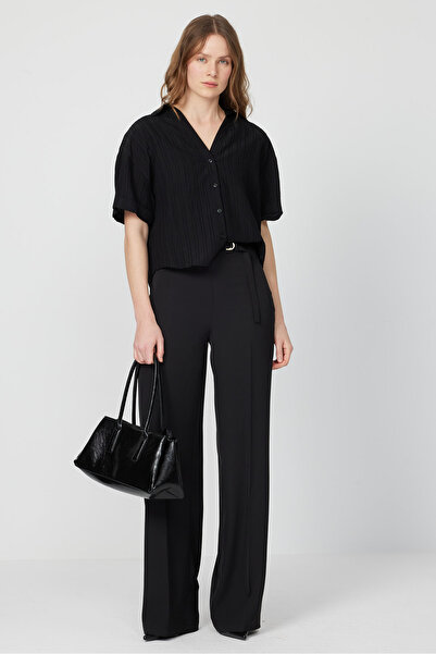 PAULMARK Women's Belt Detailed Fabric Trousers