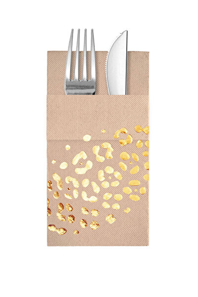 Story 40X40 cm Gold Foil Leopard Safari Party Patterned Kraft Colored Paper N...