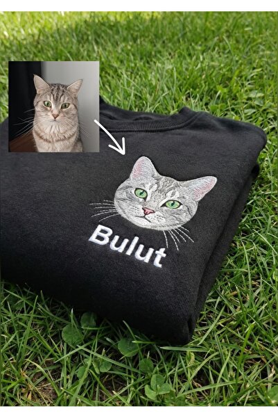 estevia Kişiye Özel Evcil Hayvan Nakışlı Sweatshirt Unisex