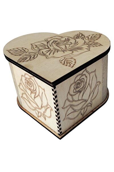 OEM Engraved gift box, heart shape, 4 mm poplar plywood laser cut
