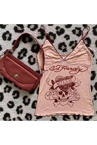 İsra Ayyıldız Moonstar Collection Pembe Love Kills Slowly Askılı Crop top