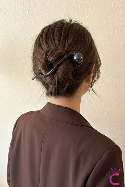 Cinderella Agrafă de păr elegantă, antracit, cu perle, de 11 cm - Agrafă mode...