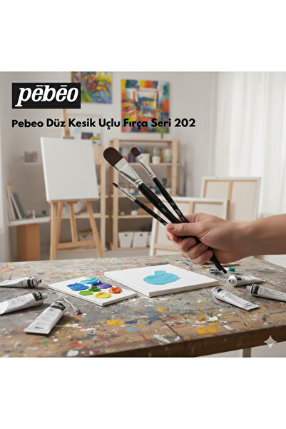 Pebeo 202 Seri Kedi Dili Uçlu Fırça Seti 1/8 - 3/8 - 1 Numaralar Akrilik, Gua...