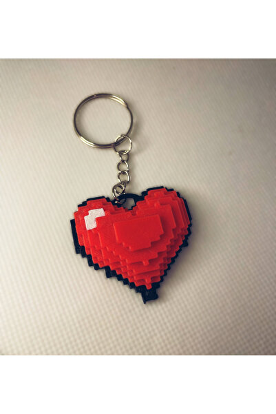SZD Design سلسلة مفاتيح بتصميم قلب بكسل على الطراز القديم