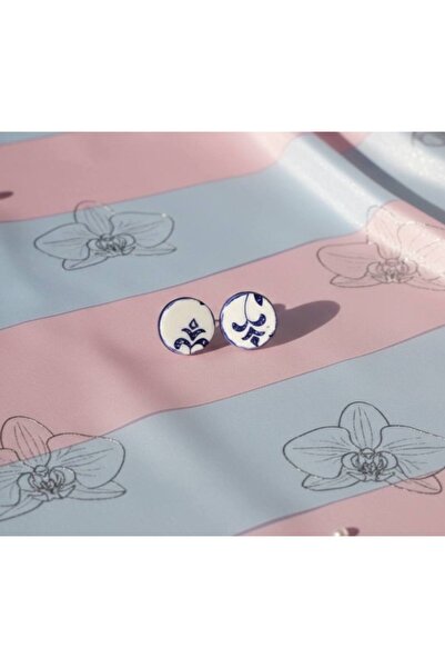 Rapoolin accessories El Yapımı Seramik Lacivert yuvarlak Küpe - Seramik Blue ...