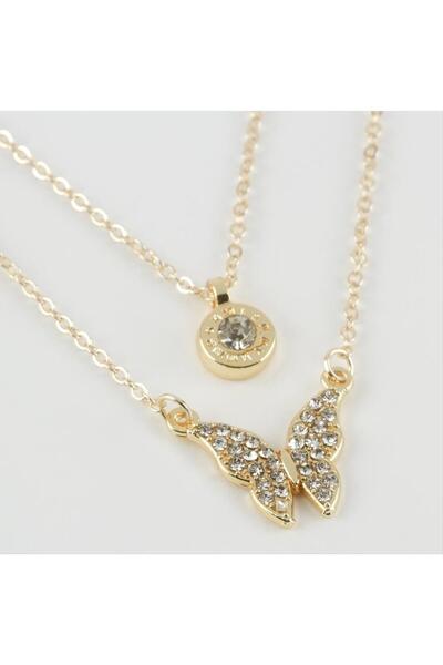 ZERO LAND Drnds New Season with Butterfly Figure (192053) Double Necklace-Yellow