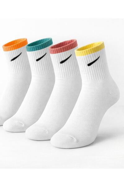 İpeksi 4 Pairs of Colorful Cotton Tennis College Socks Socket Length - Unisex