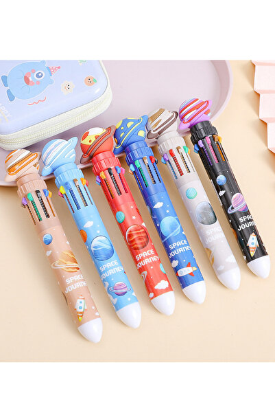 10 Color Ballpoint Pens Space Themed Multicolor Pen (SINGLE) | Kids & Students Writing Pen