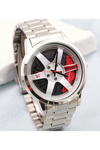 naaksesuar Jant Model Steel Men's Watch (Red)