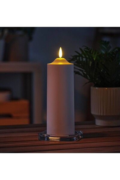 IKEA QUİCK Led'li Blok Mum Yükseklik 19 Cm Dekoratif Led Aydınlatma Silindir ...