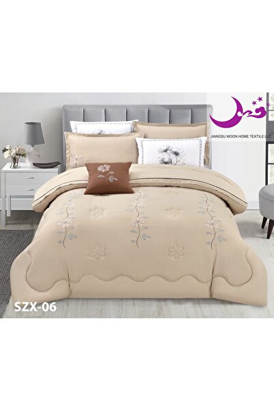 Moon Luxury summer bed set for two people, 6 pieces, embroidered