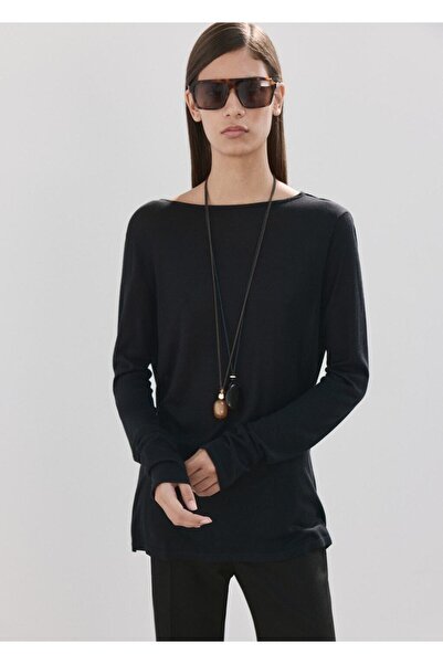 MANGO Woman Drapeli sırtlı örgü kazak