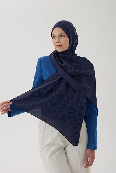 Valentino Orlandi Logo Series Monogram Shawl - 06244 Navy Blue