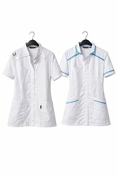 OEM Women's medical gown, modern, white, short sleeve, size XL