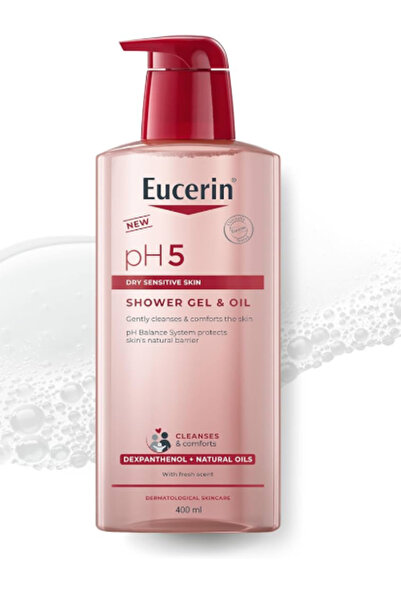 Eucerin Cleansing Shower Gel & Oil Fresh Scent with Dexpanthenol for Dry & Se...