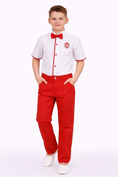 Nacar Erkek Çocuk Şeritli Gömlek&Pantolon 2'li Takım - 23 Nisan 29 Ekim Göste...