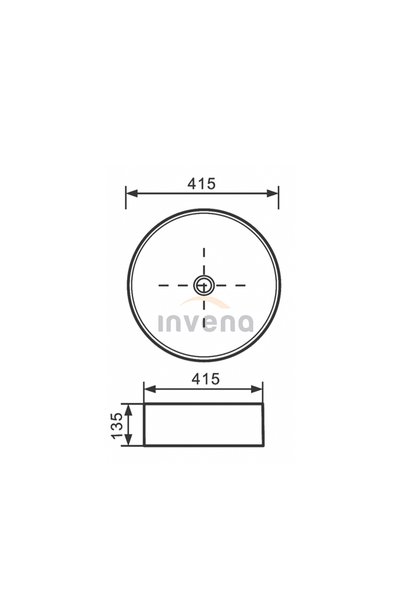 Invena Chiuvetă rotundă de blat KOS 42 cm Negru mat/Auriu lucios