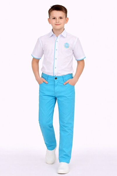 Nacar Erkek Çocuk Şeritli Gömlek&Pantolon 2'li Takım - 23 Nisan 29 Ekim Göste...