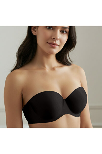 ROSE LİNGERİE Strapless bra with an open and transparent back, and padding fo...