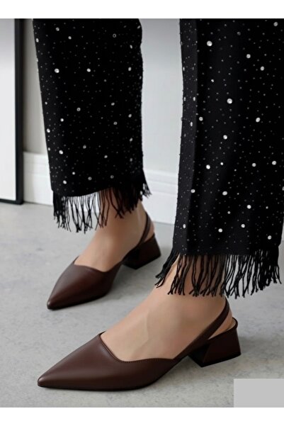 İZCE MODA Women's High-Heeled Ankle Strap Shoes in Bitter Brown